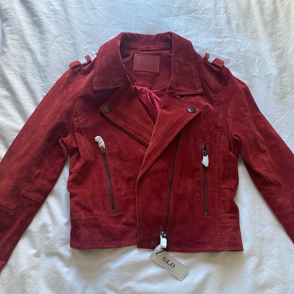 BNWT SL8 Leather Suede Jacket Medium Red